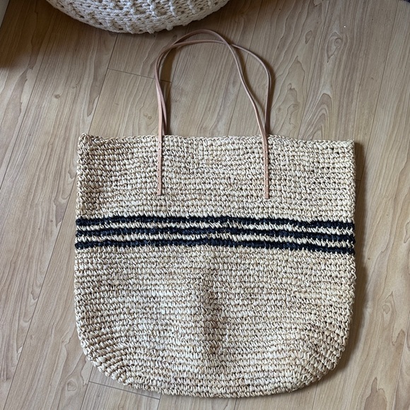 Hat Attack Tan and Black Woven Tote - Picture 1 of 3